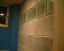 Toilet.Glass block wall